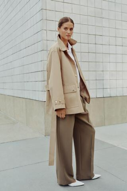 ZARA ТРЕНЧ С ВОРОТНИКОМ-СТОЙКОЙ И ПОЯСОМ, РЫЖЕВАТО-КОРИЧНЕВЫЙ