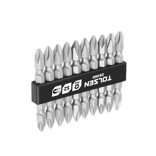 TOLSEN (TT20360) Набор вставок (бит) торцевых 1/4", Ph2 х Ph2, 65 мм, двухсторонних, 10 предметов