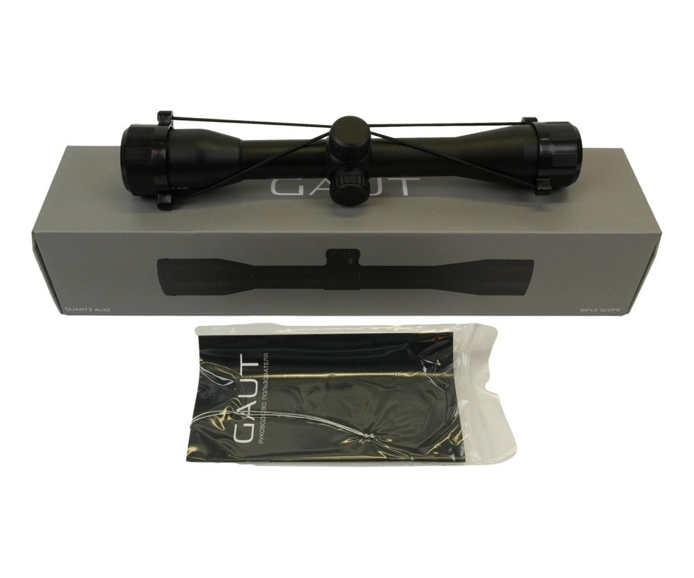 Оптический прицел Gaut Quartz 4x32, сетка 3 (Mil-Dot) нить, без подсветки