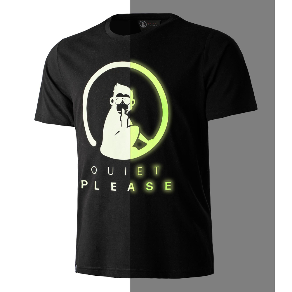 Мужское теннисное поло Quiet Please Glow In The Dark Logo T-Shirt Men - Black, White