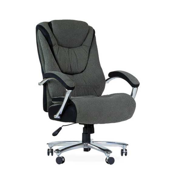 Кресло Barneo K-305 BIG SIZE XXL для руководителя серая ткань, газлифт 3кл