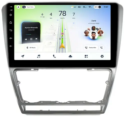 Магнитола для Skoda Octavia A5 2004-2013 (рамка серебро) - Teyes CC4L-DTS монитор 10.1" IPS, Android 14, Быстрая, Snapdragon 662, CarPlay, 4G SIM-слот