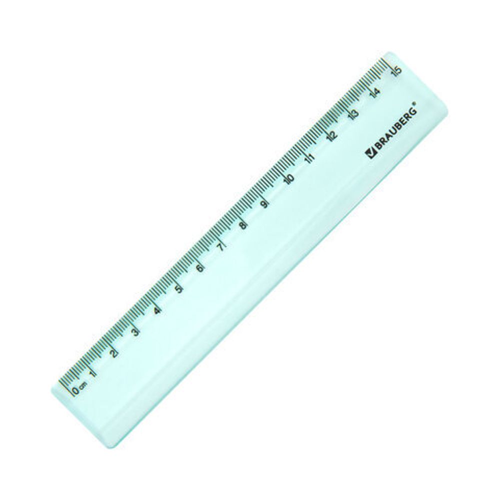Линейка пластиковая 15 см BRAUBERG "PASTEL", тонированная, ассорти, 117012