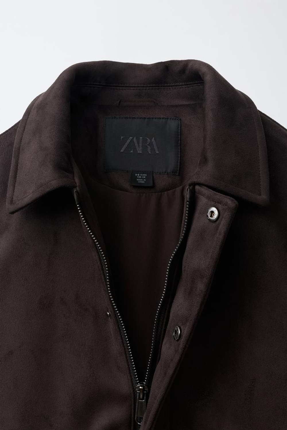 ZARA КУРТКА-БОМБЕР ИЗ ИСКУССТВЕННОЙ ЗАМШИ, ШОКОЛАДНЫЙ