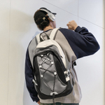 GEERDUN Nylon Backpack Regular Unisex Black Gray/White Gray/White Brown