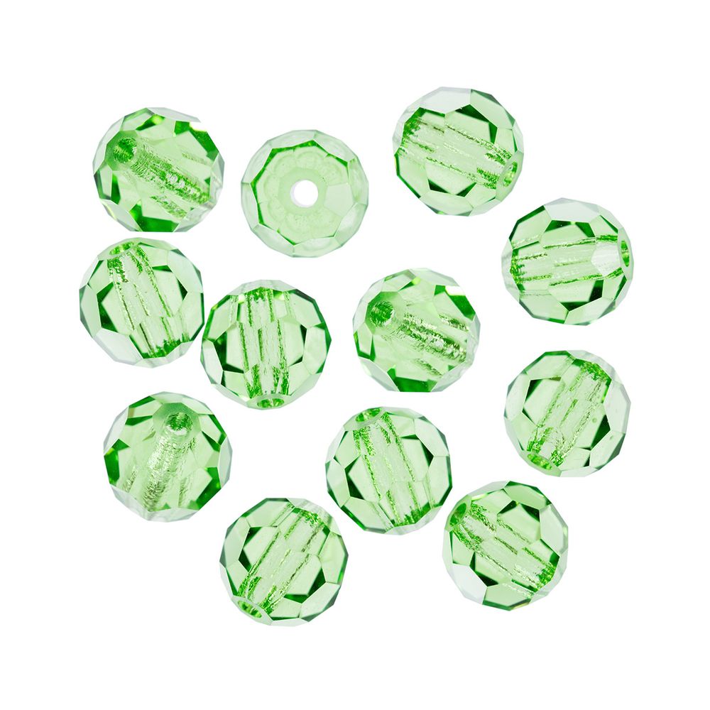 Бусины стекло ⌀6 мм, 12 шт, светло-зеленый/peridot, Preciosa 451-19-602