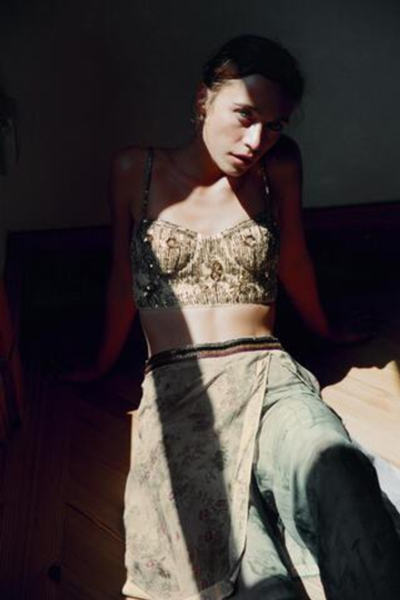 ZARA ТОП-КОРСЕТ С ПАЙЕТКАМИ, ЗОЛОТОЙ