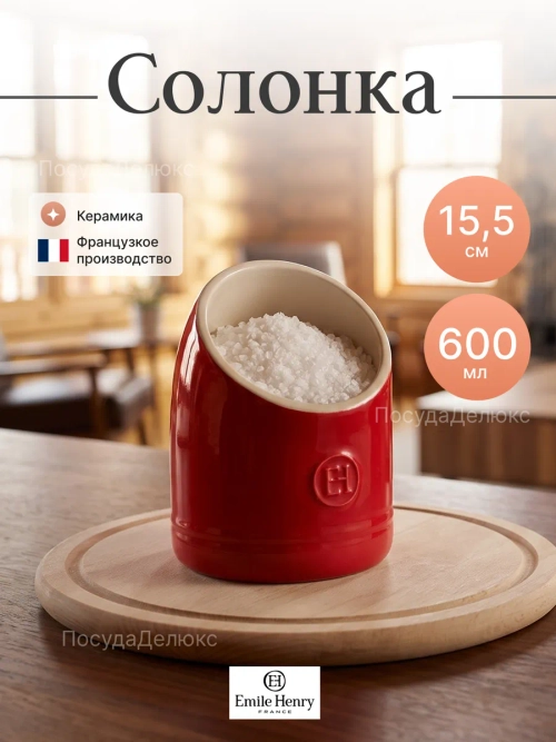 Солонка "Emile Henry" 600 мл d-110мм h-155мм красная