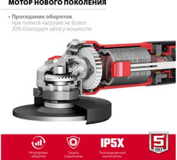 УШМ ЗУБР УШМ-125-1105ЭТ регул.оборотов,125мм,1100Вт (УШМ-125-1105ЭТ)