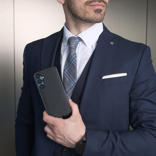 Чехол для Samsung Galaxy S24 Plus из натуральной кожи теленка, черного цвета