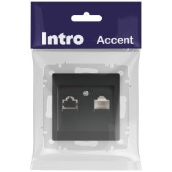 Розетка Intro Accent 6-303-05 информационная RJ45 IP20 СУ антрацит | Intro