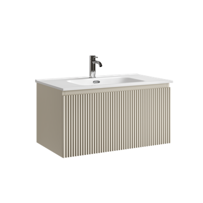 Тумба подвесная SANCOS Сноб Р 1.0 (Snob R 1.0) 790х445х406, c одним ящиком оснащенным доводчиками, Бежевый матовый (Beige Soft), арт.SNR1.080CE