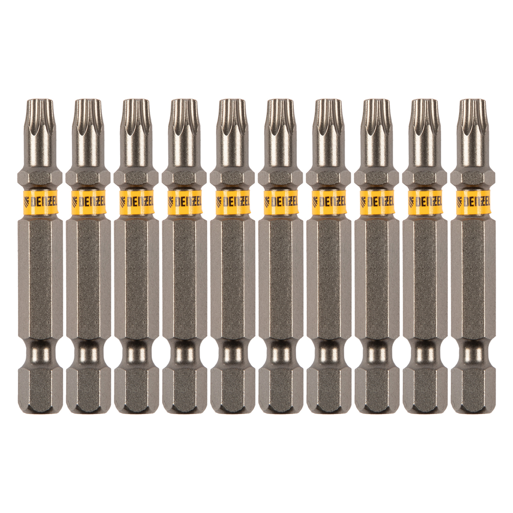 Бита TX 25х50, сталь S2, шестигранный профиль, 10 шт. Е 6,3 Denzel