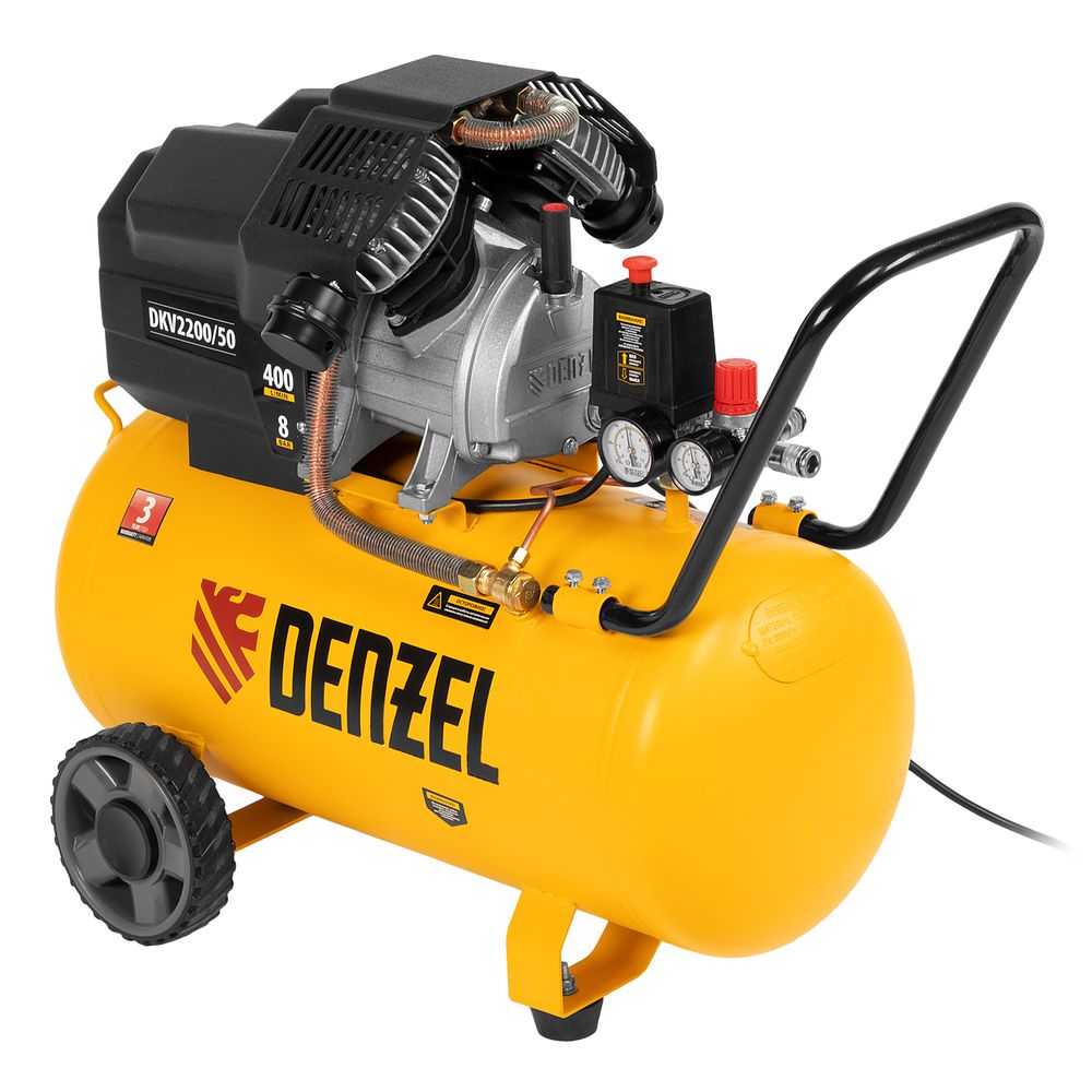 Компрессор масляный воздушный Denzel DKV2200/50, Х-PRO 2.2 кВт, 400 л/мин, 50 л