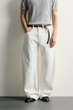 ZARA ДЖИНСЫ BALLOON FIT, ЖЕЛТОВАТО-БЕЛЫЙ