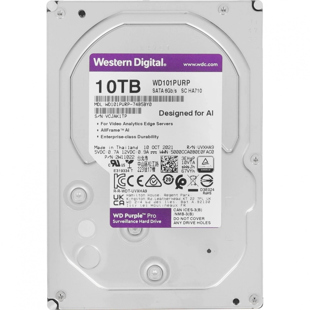 Жесткий диск HDD Western Digital SATA-III 10Tb (WD101PURP)