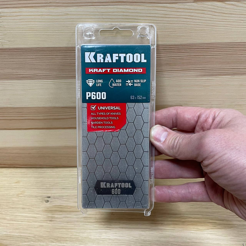 ХИТ! Пластина алмазная заточная KRAFTOOL DIAMOND 63 х 150 мм, Р600. Для ручной заточки ножей, инструментов, инвентаря, работы с плиткой 35710-600