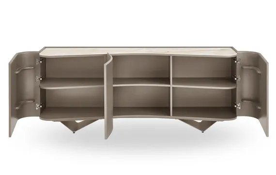 Комод Shelf 200х80х50 см, глянцевая керамика Toscane, матовая эмаль цвета тауп