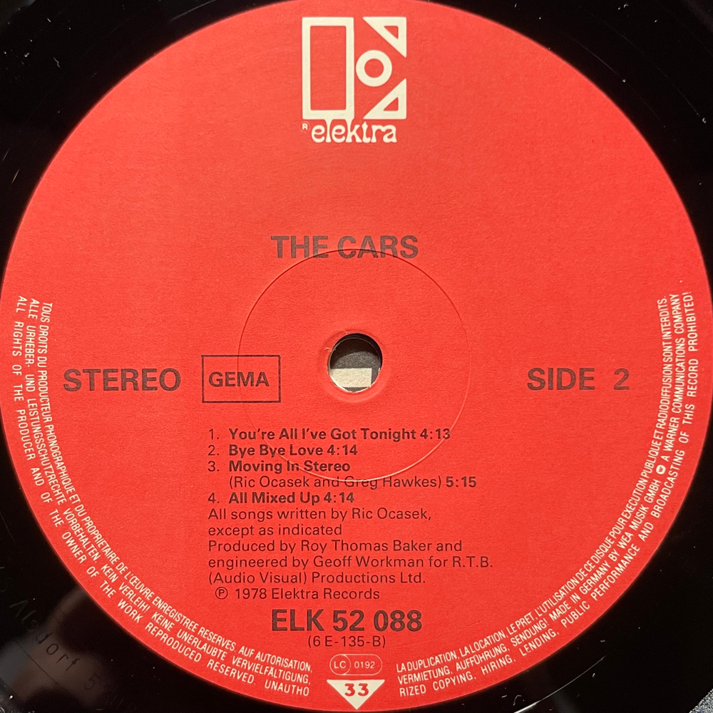 The Cars ‎– The Cars (Германия)