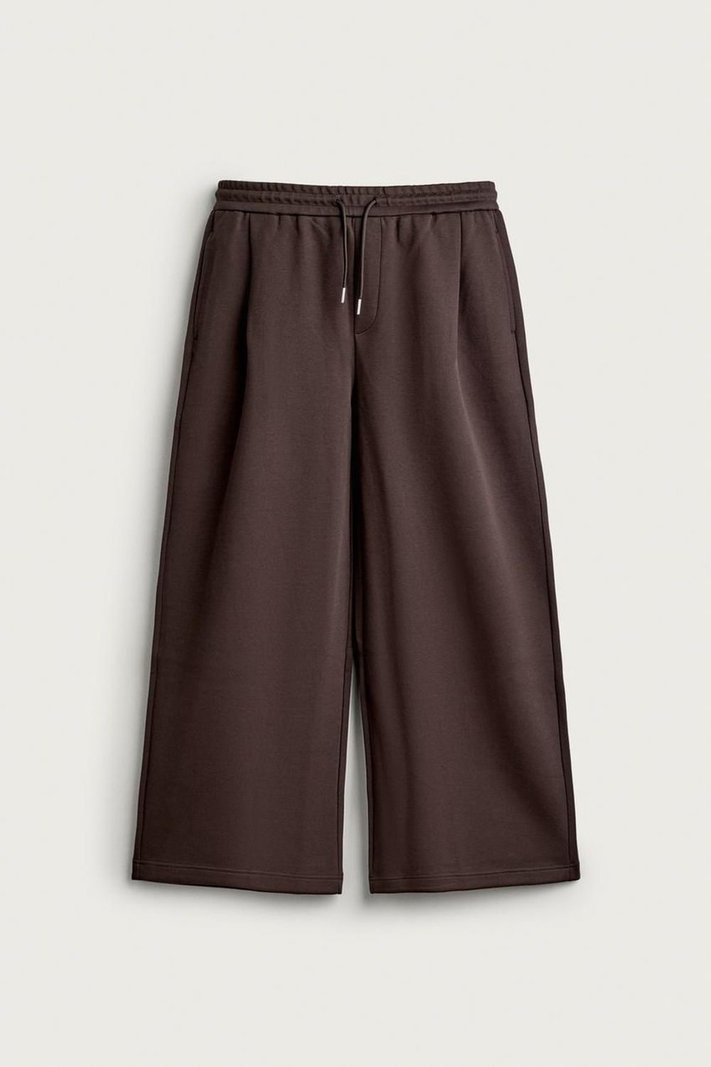 ZARA БРЮКИ BALLOON FIT С ЗАЩИПАМИ, КОРИЧНЕВЫЙ