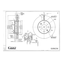 Диск тормозной GANZ передний с покрытием HYUNDAI i20 / Solaris I / II / Accent KIA Pio III / IV 17> Арт.: GIJ06236