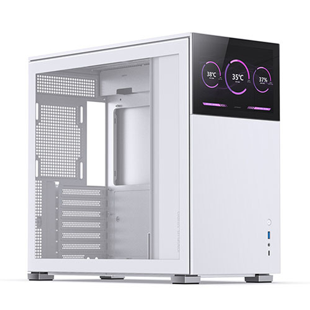 Корпус JONSBO D41 STD SC, 8" Color LCD, mini-ITX, micro-ATX, ATX, белый (без БП)