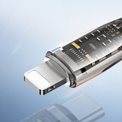 Кабель прозрачный 100см с разъемом Type C-Lightning с быстрой зарядкой PD 20W от Duzzona