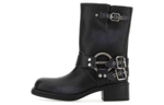 MIU MIU Ankle Boots Mid Low Heel Women"s Black