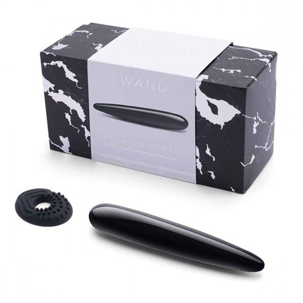 Массажер 17,7см из черного обсидиана Le Wand Crystal Slim Wand LW-033-BO