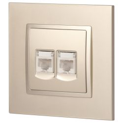 Розетка ЭРА Elegance 14-3108-04 информационная двойная 2хRJ45 IP20 шампань | Эра Elegance
