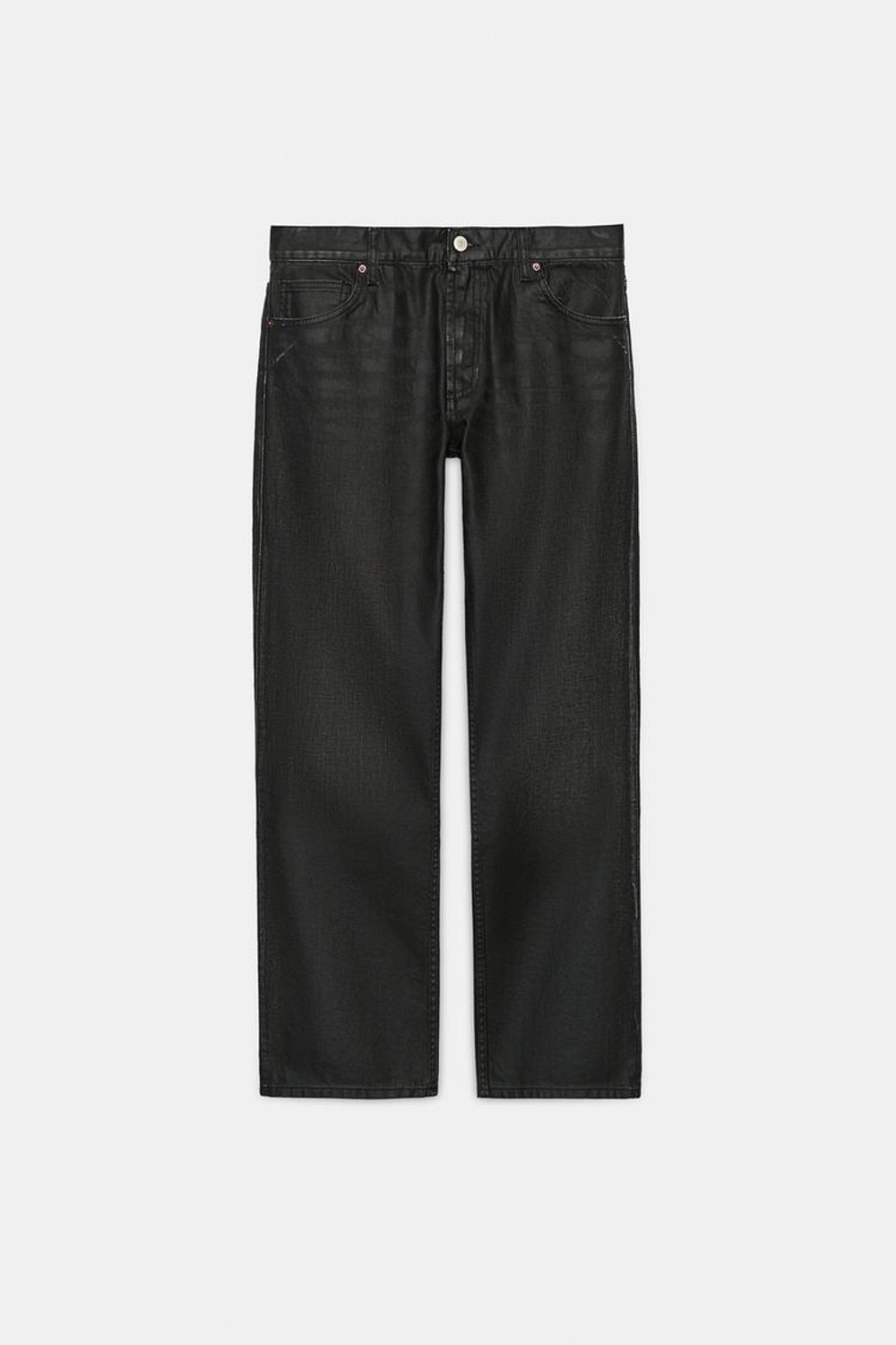 ZARA ВОЩЕНЫЕ ДЖИНСЫ TRF LOOSE STRAIGHT, ЧЕРНЫЙ