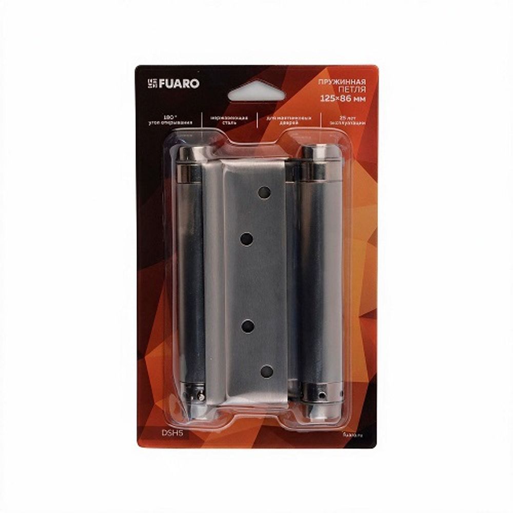 Петля пружинная двусторонняя (барная) FUARO DSH5 (125х86х1,5) INOX 201 SN мат. никель /65295/ (1шт)