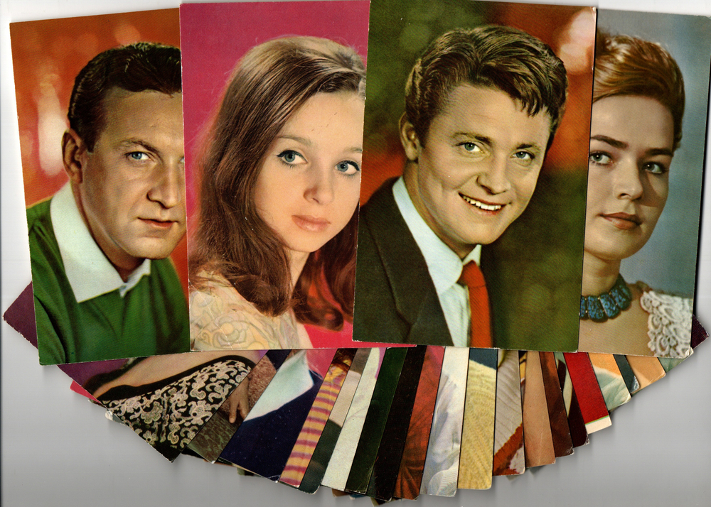 №64 Открытки Артисты и актёры СССР 1970–1980-е г. 25 штук. Цветные, чистые, без повторов