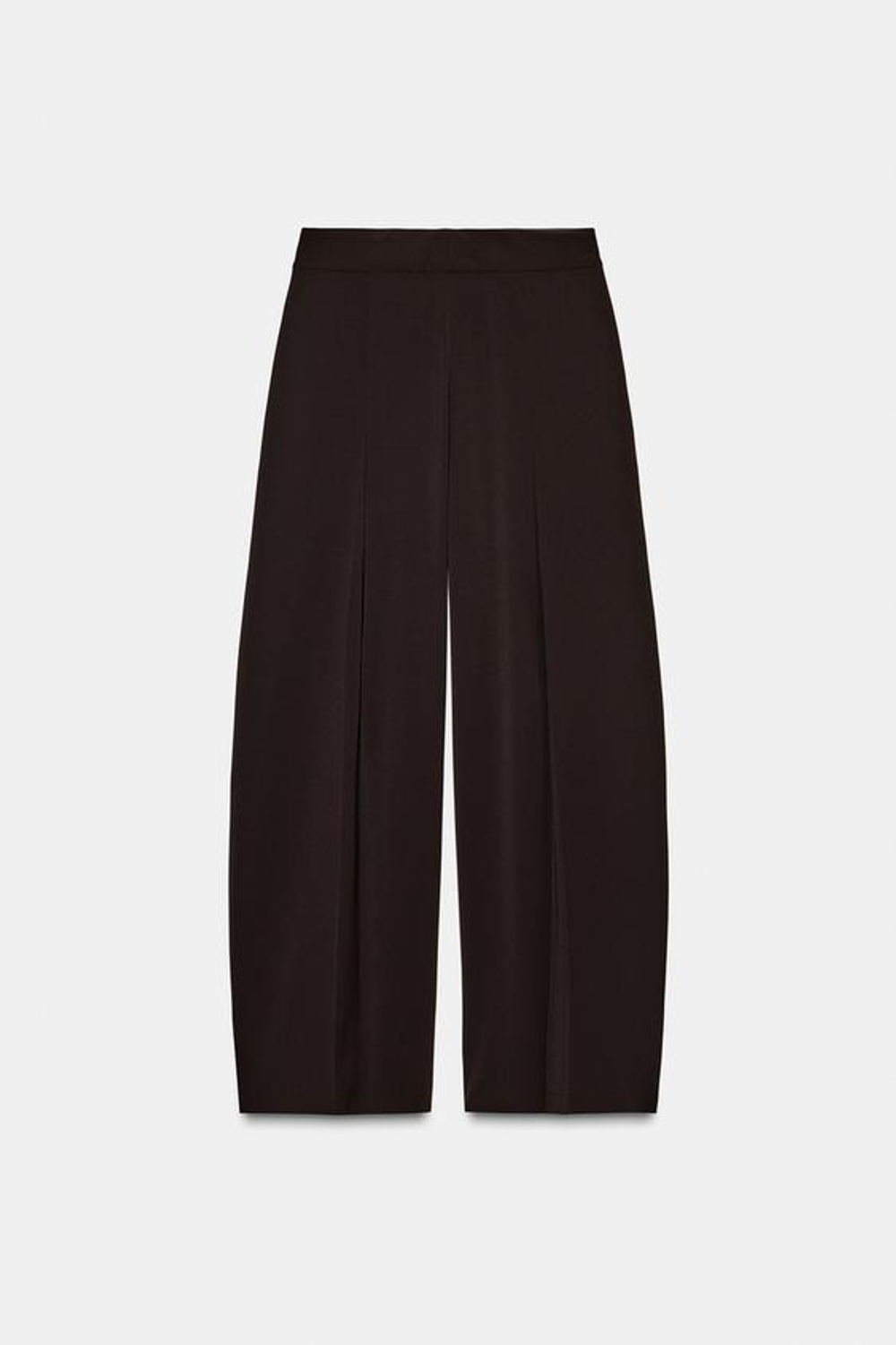 ZARA БРЮКИ WIDE LEG С ЗАЩИПАМИ — ZW COLLECTION, КОРИЧНЕВЫЙ