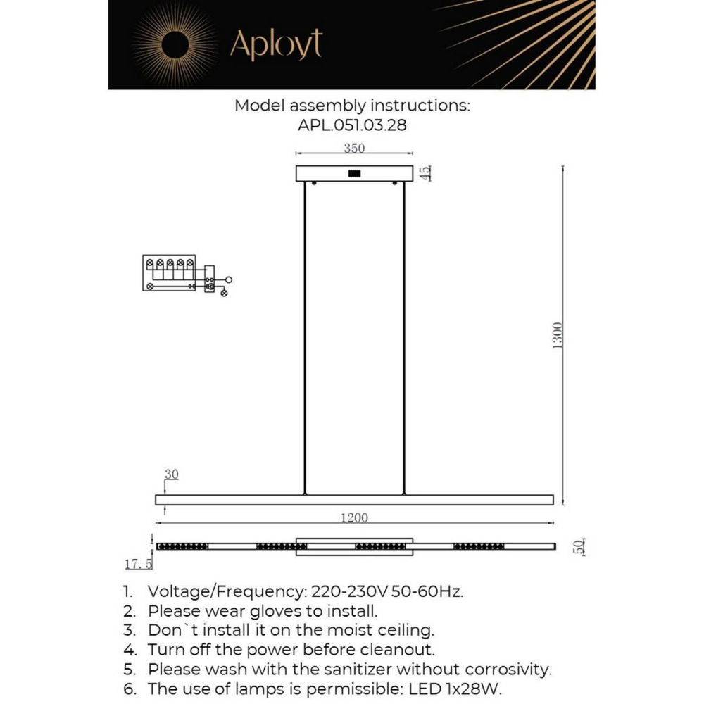 Подвесной светодиодный светильник Aployt Noella APL.051.03.28
