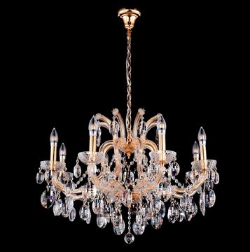 Подвесная люстра 8*Е14 Hollywood SP8 Gold Crystal Lux