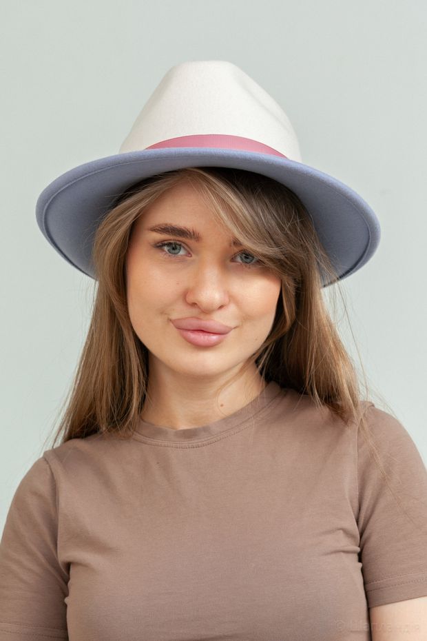 w-66/2 К Шляпа (Белый/голубой / 56-57 / 30х30х6 / 57 / Белый / Шерсть / 0.3)