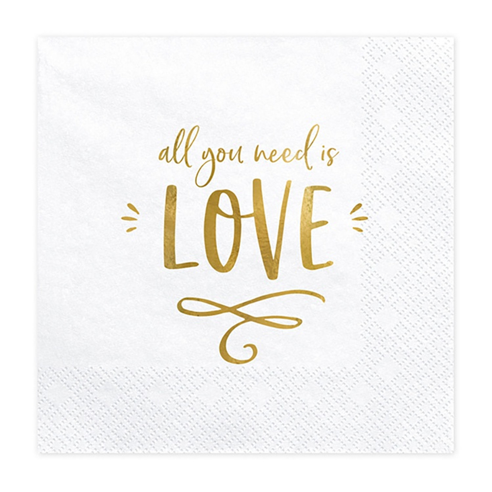 Салфетки «ALL YOU NEED IS LOVE», 33 см, 20 шт