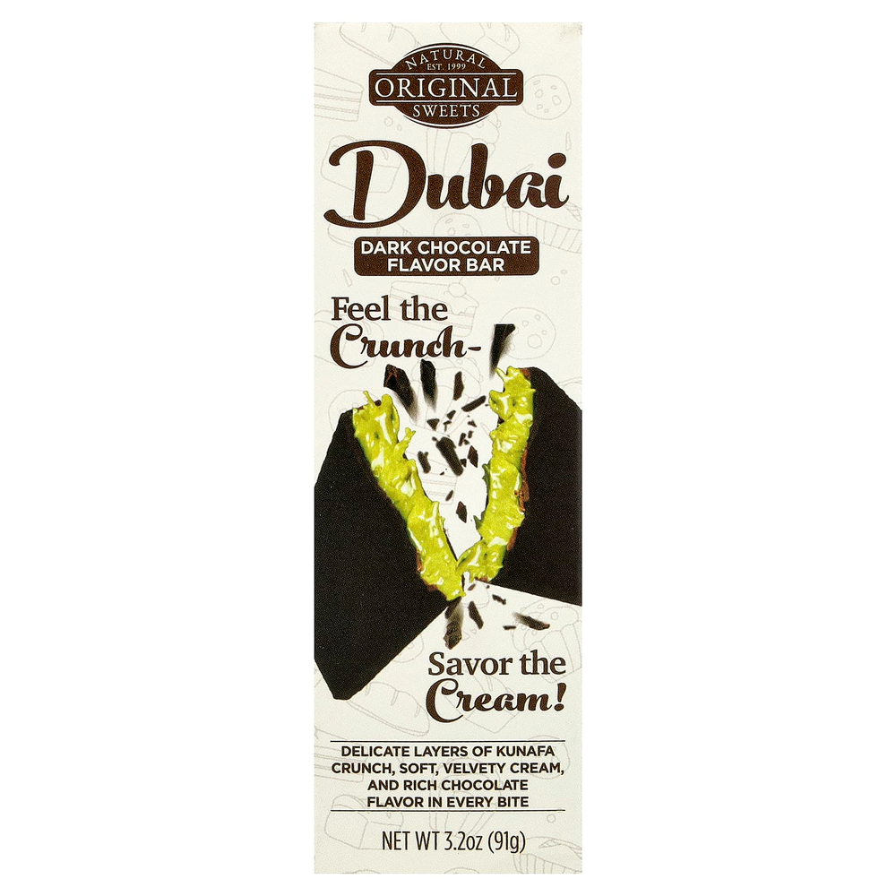 Original Natural Sweets, дубайский темный шоколад, 91 г (3,2 унции)