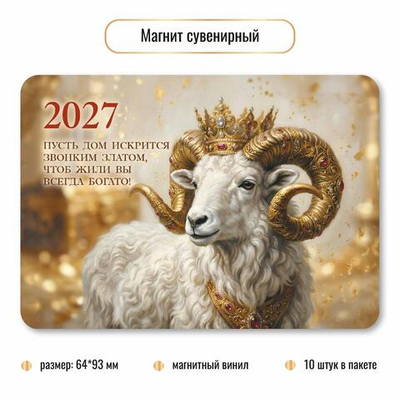Магнит сувенирный 2027 "Символ года" 10409 (Квадра)
