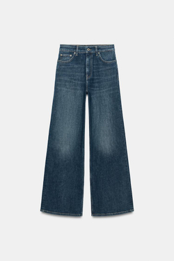 ZARA ДЖИНСЫ COMFORT WIDE LEG С ВЫСОКОЙ ПОСАДКОЙ — ZW COLLECTION, ГОЛУБОЙ