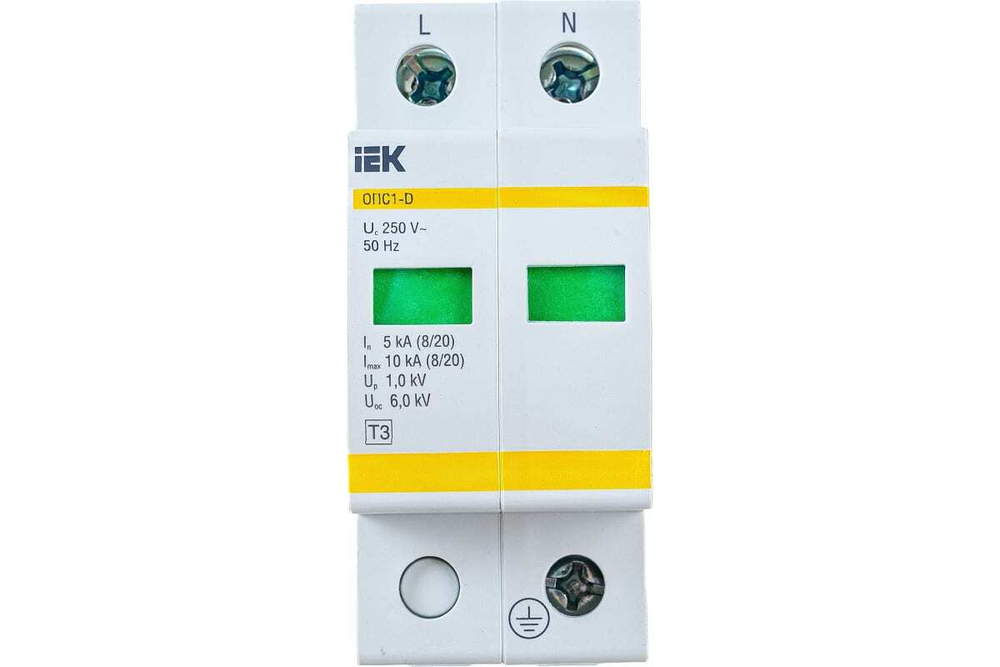 Ограничитель импульсных перенапряжений ОПС1-D 2Р 5/10кА 230B IEK