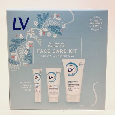 Набор LV для ухода за лицом "Face care kit" (крем для кожи вокруг глаз, увлажняющий крем для лица 48 ч, гель для умывания лица) 240 мл (из Финляндии)