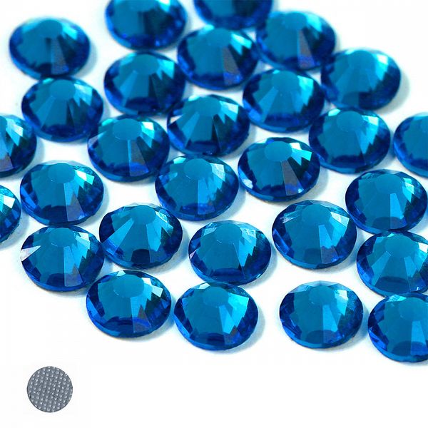 Стразы термоклеевые SS10 (2,7-2,9 мм) цв. Blue zircon уп.288 шт