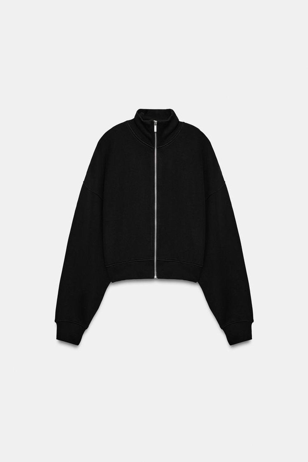 ZARA ТОЛСТОВКА С МОЛНИЕЙ, ЧЕРНЫЙ