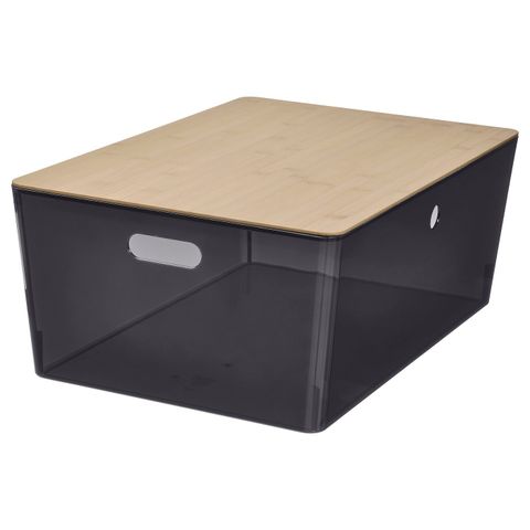 Контейнер с крышкой IKEA KUGGIS (КУГГИС), Бамбук, Черный, 37x54x21 см