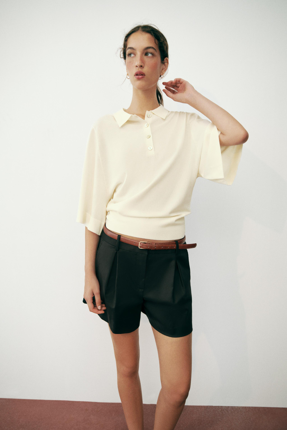ТРИКОТАЖНОЕ ПОЛО С РУКАВАМИ ТРИ ЧЕТВЕРТИ — ZARA
