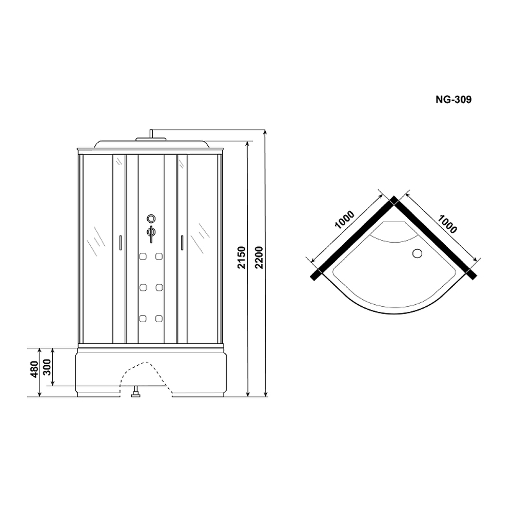 Душевая кабина Niagara Ultra 100x100 NG-309-01 с гидромассажем