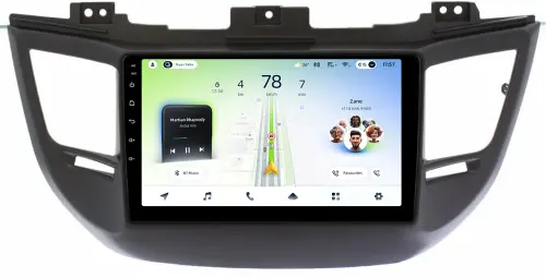 Магнитола для Hyundai Tucson 3 2015-2018 (без штатной КЗВ, рамка черная) - Teyes CC4L-DTS монитор 9" IPS, Android 14, Быстрая, Snapdragon 662, CarPlay, 4G SIM-слот