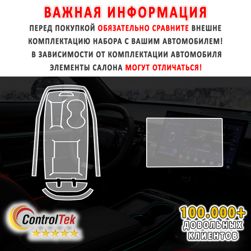 Jetour Dashing (2023) - комплект матовых защитных пленок 2 в 1. Пленка защитная ControlTek HYBRID со слоем TOP COAT. Толщина: 6 mil. (175 мкм.)